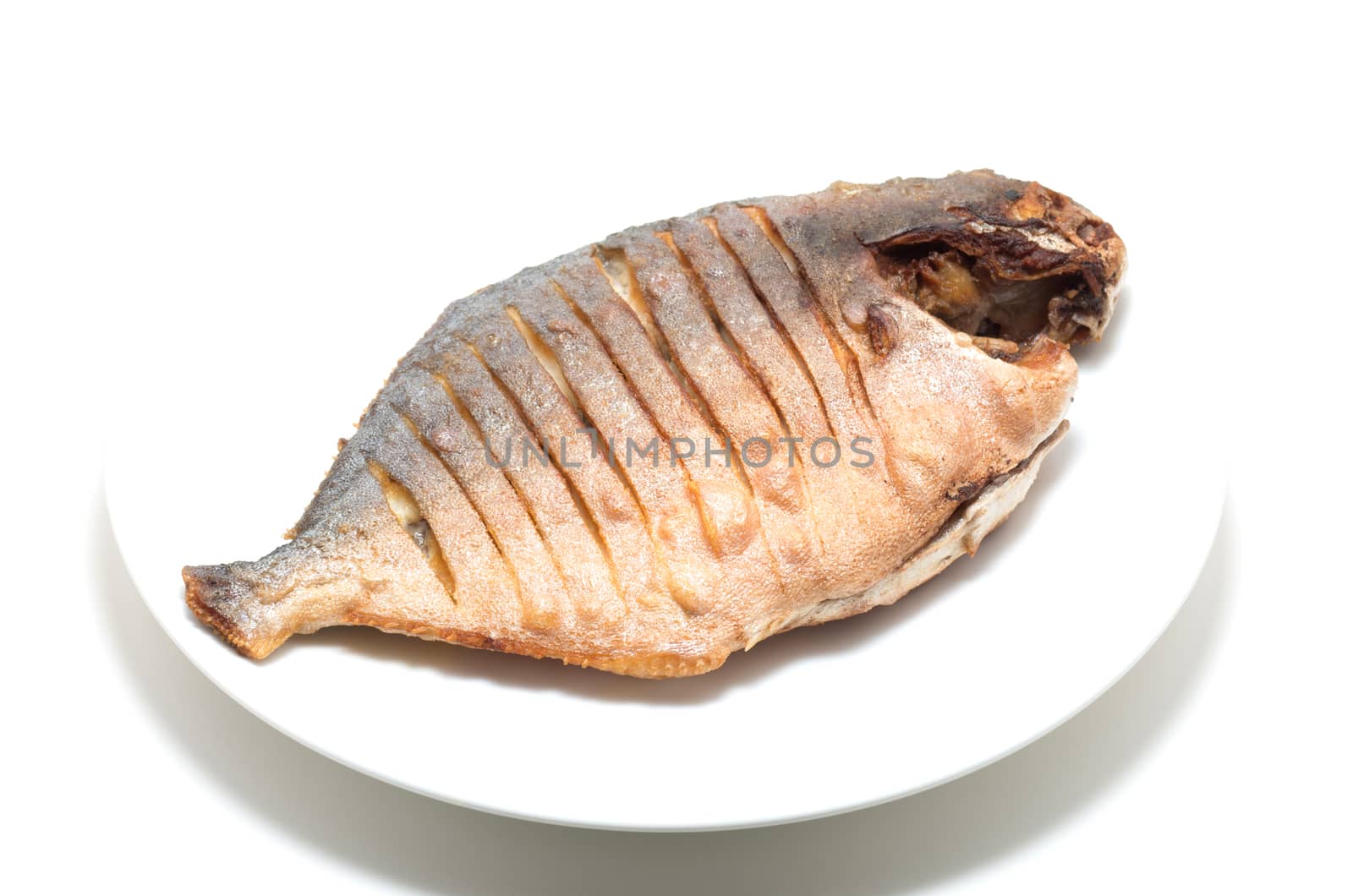 Vietnamese Deep fried fish on white background