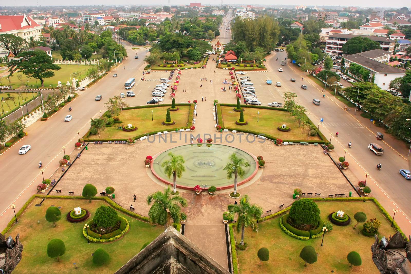 View of Vientiane from Victory Gate Patuxai, Laos by donya_nedomam