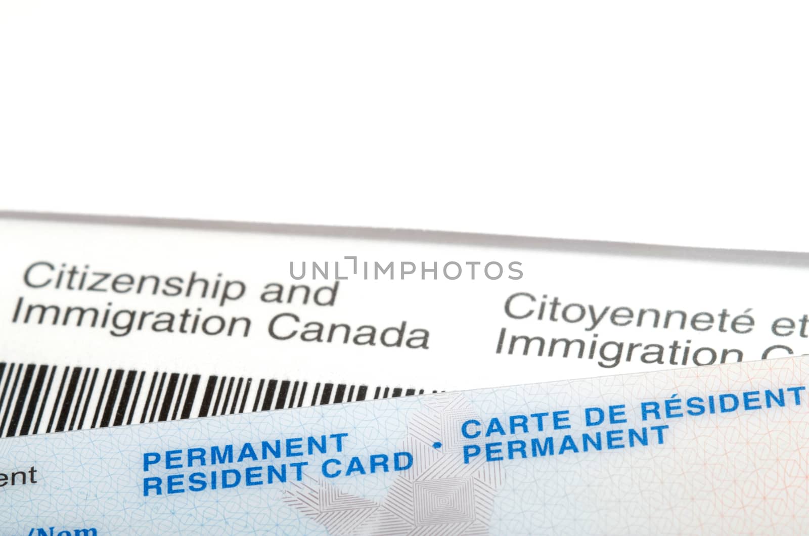 Issued Permanent resident  card over immigration Canada letter