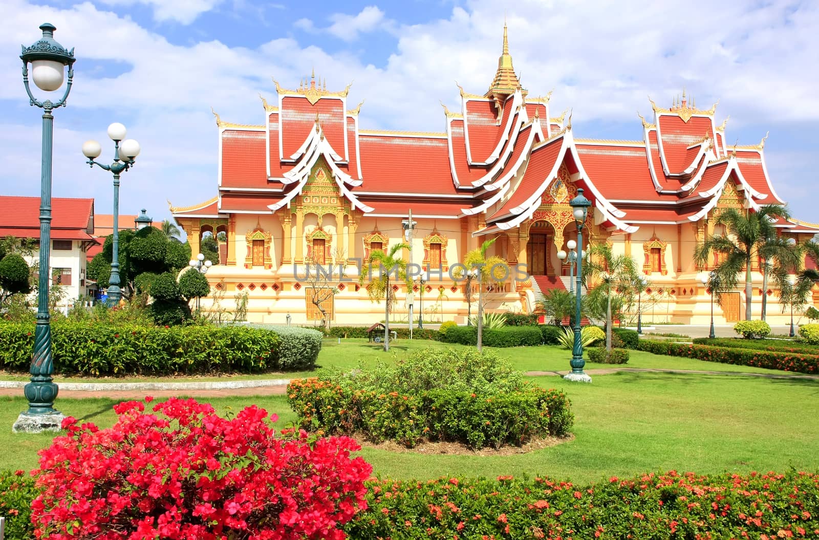 Temple at Pha That Luang complex, Vientiane, Laos, Southeast Asia