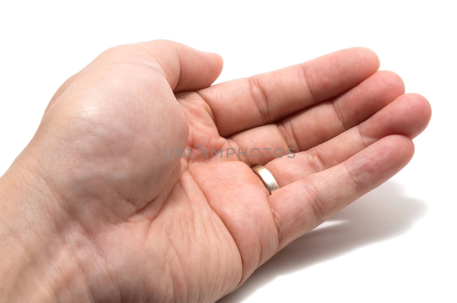 Open hand on white background