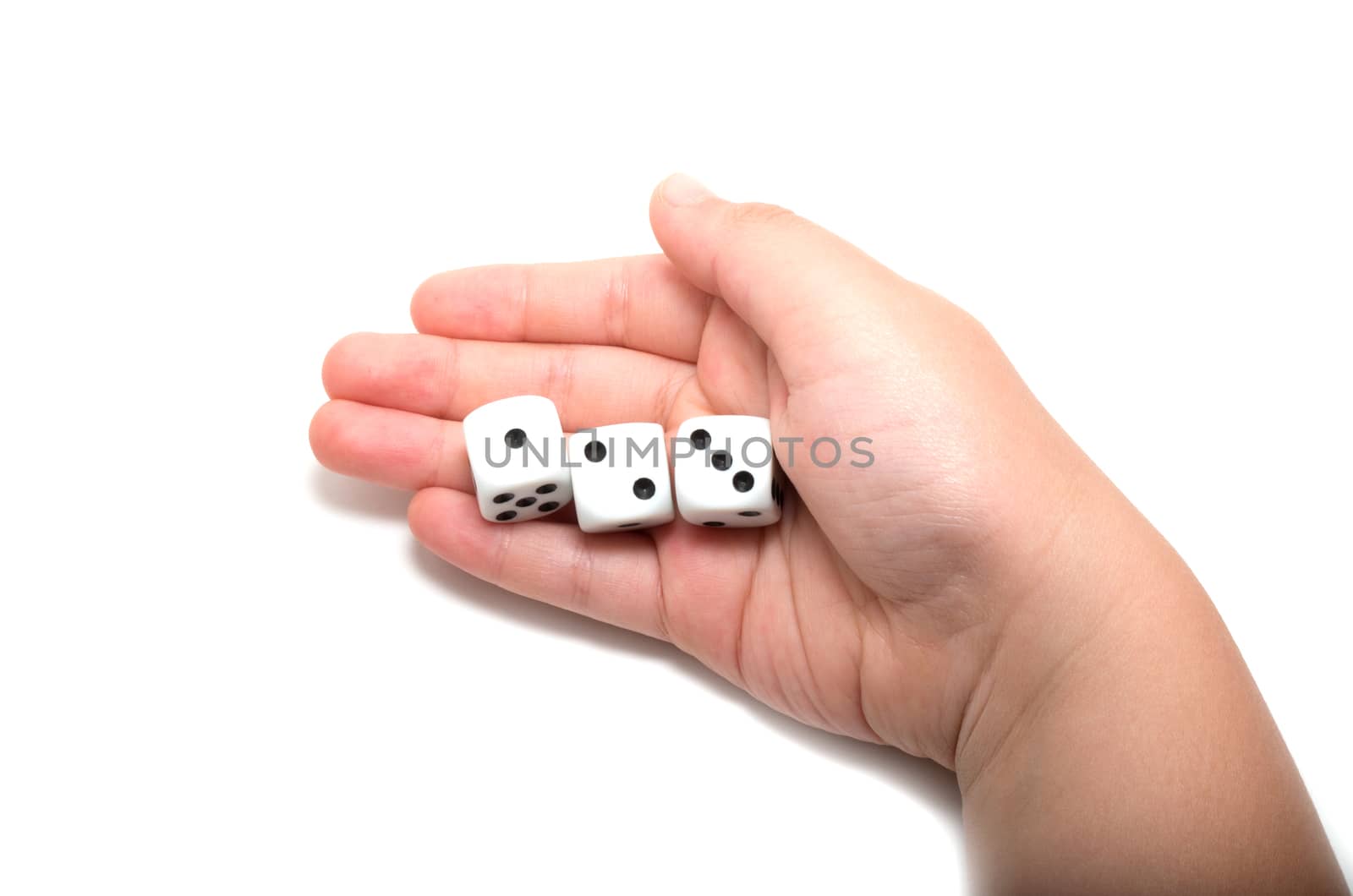 Hand holding three dices by daoleduc