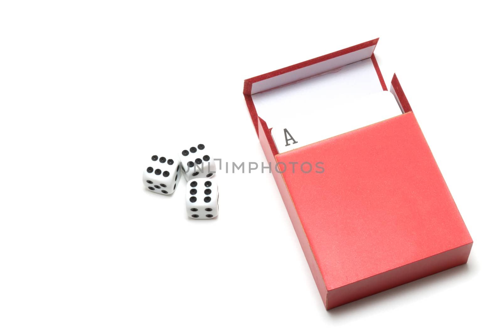 A packs of red cards and three dices