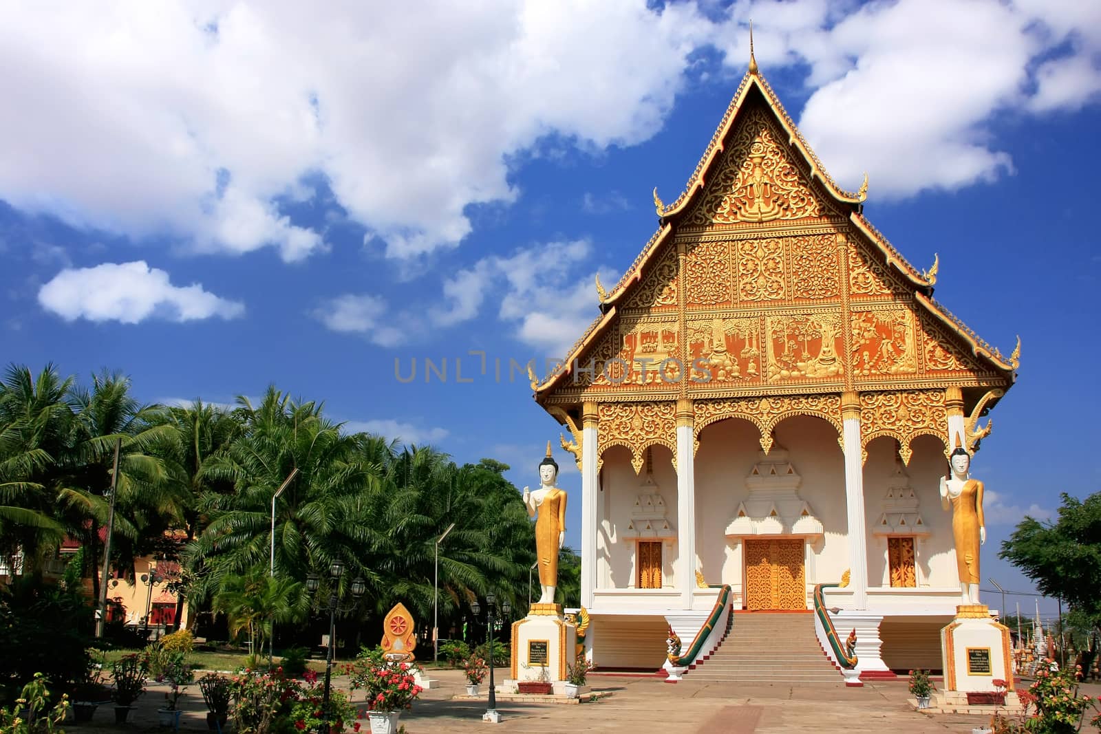 Temple at Pha That Luang complex, Vientiane, Laos, Southeast Asia