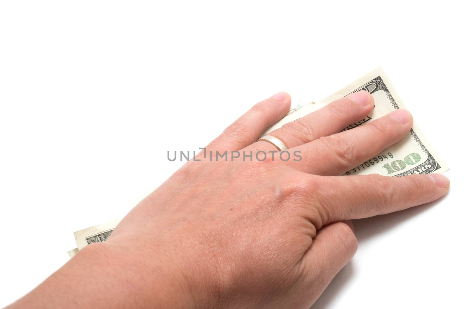 Hand hiding the stash of American banknotes by daoleduc