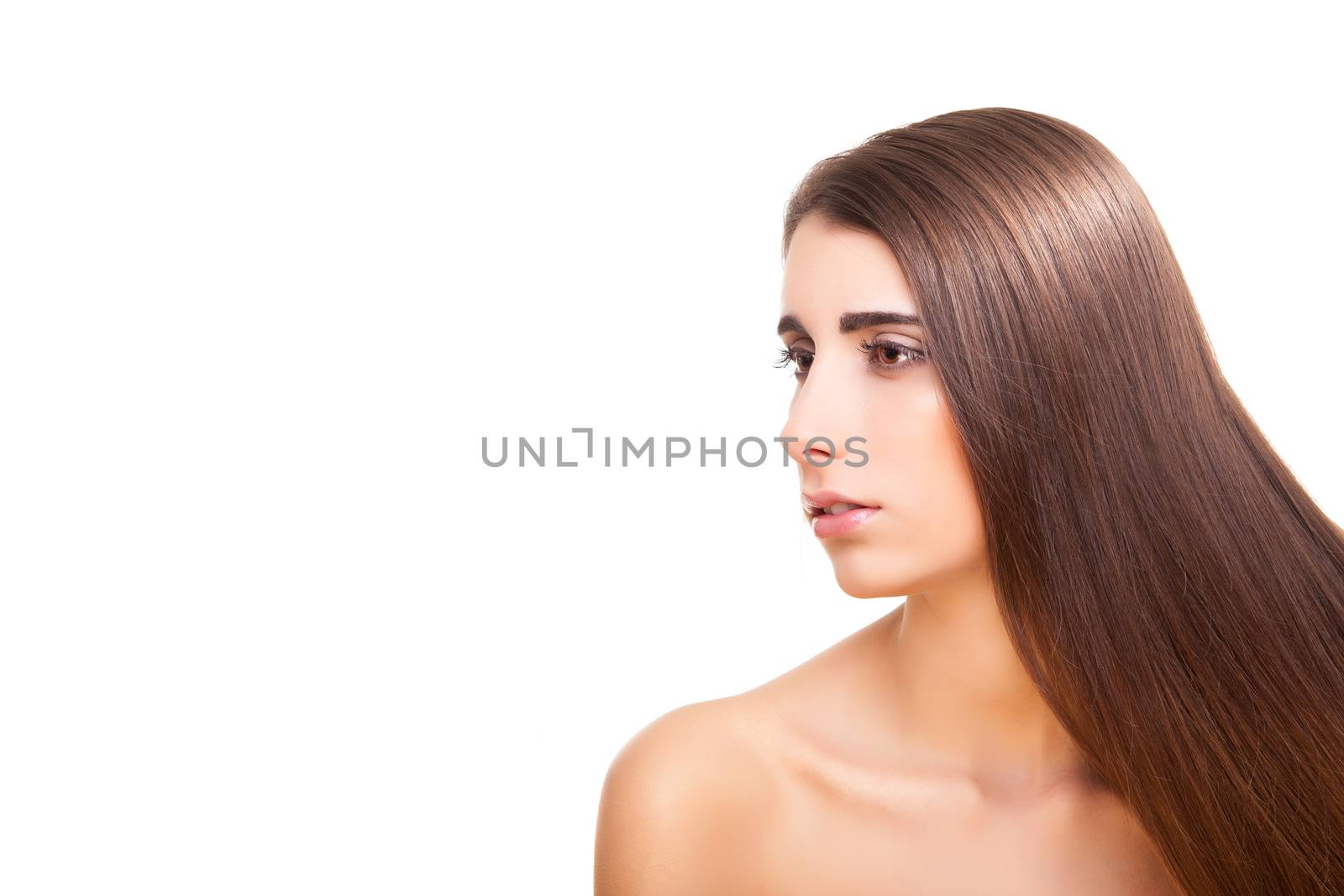 Portrait of a beautiful brunette - Beauty Care concept