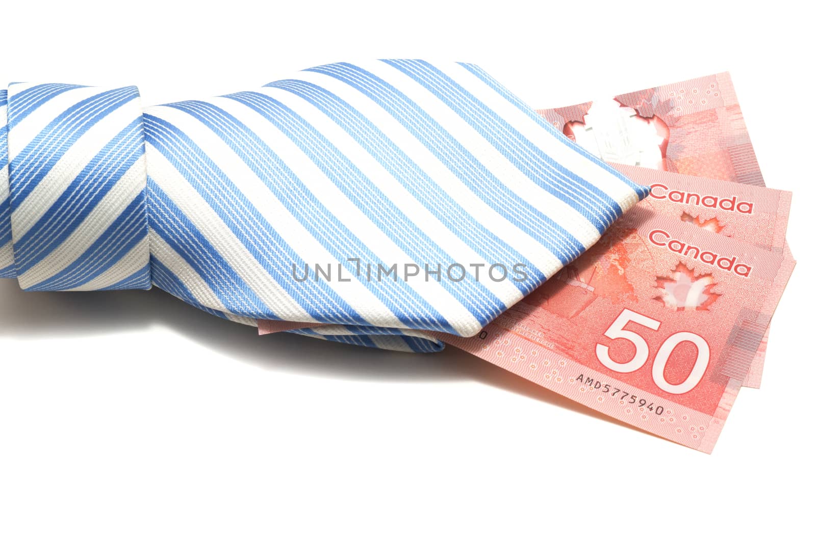 Necktie and 50 Canadian dollars