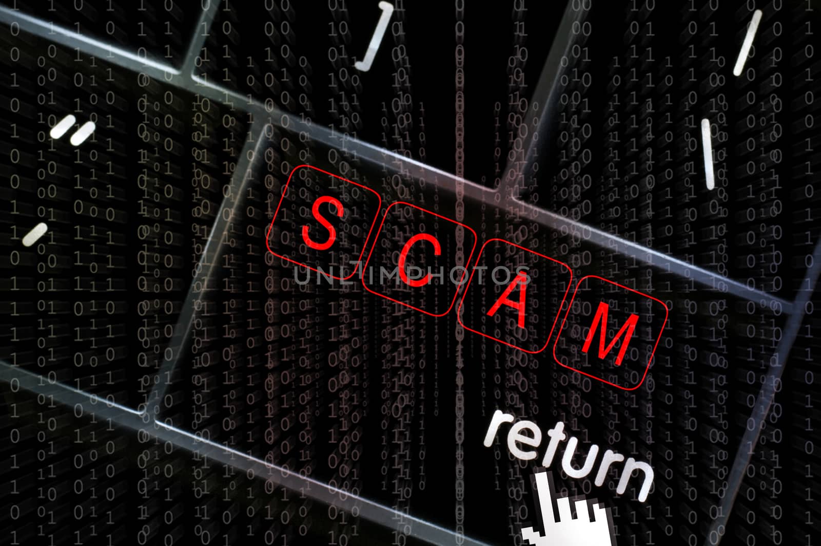 Scam concept with the focus on the return button overlaid with b by daoleduc