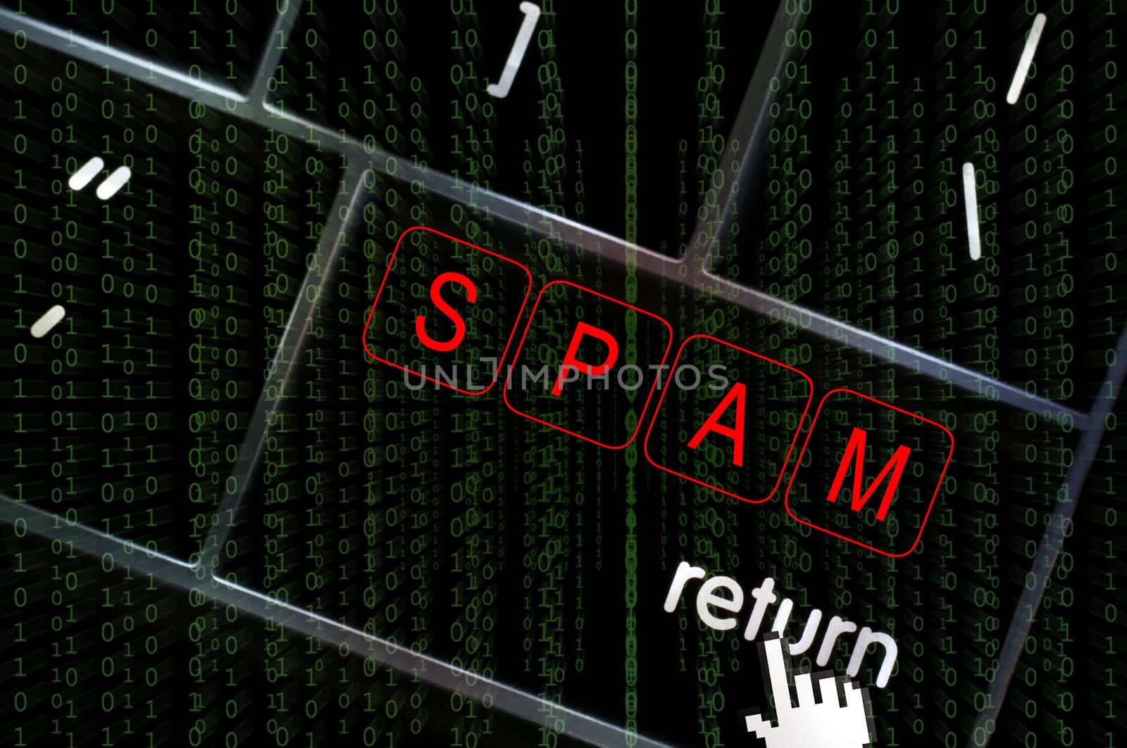 Spam concept with the focus on the return button overlaid with b by daoleduc