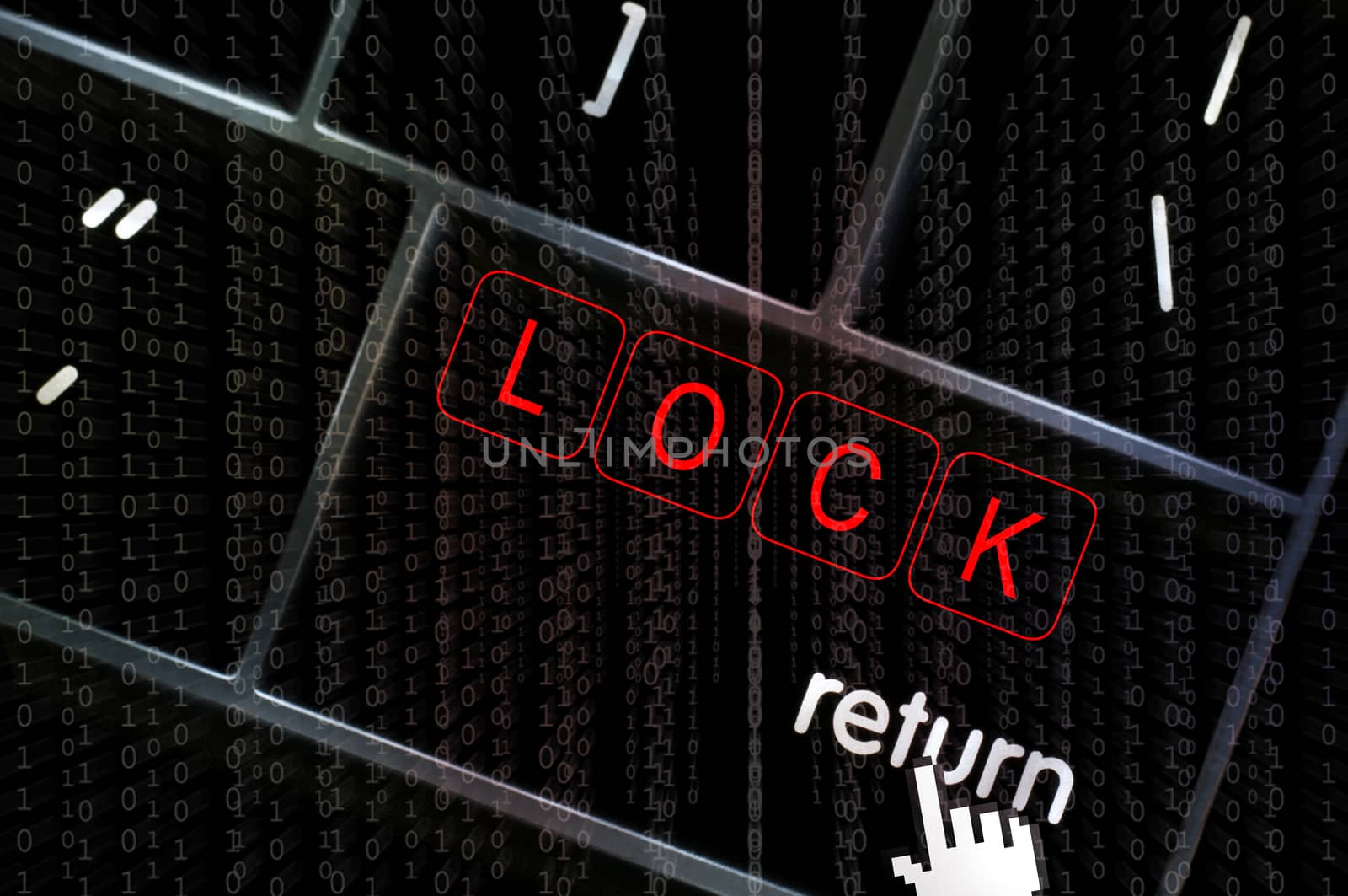 Lock concept with the focus on the return button overlaid with b by daoleduc