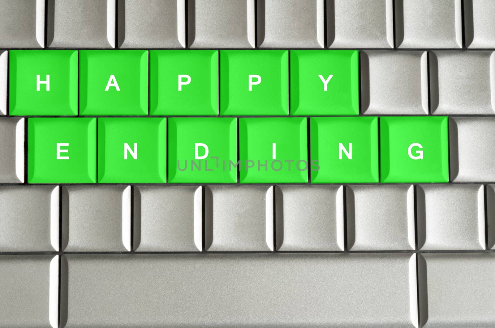 Happy ending spelled on a metallic keyboard by daoleduc