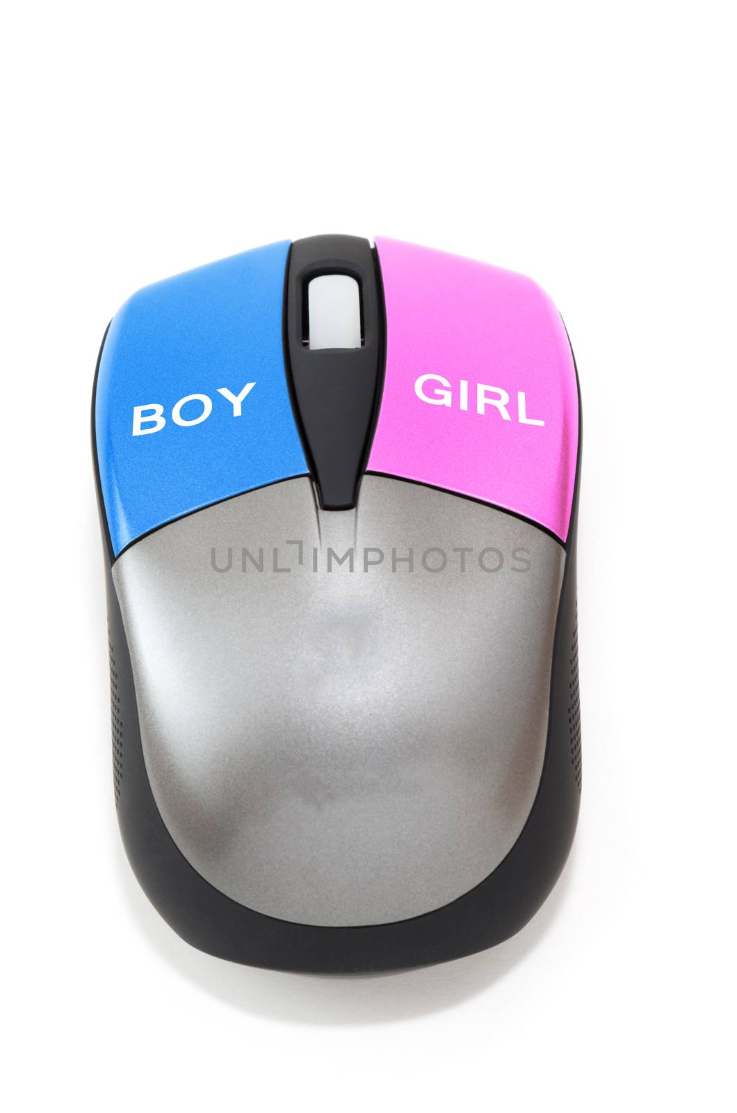 Boy or girl concept with the new technology represented by mouse click