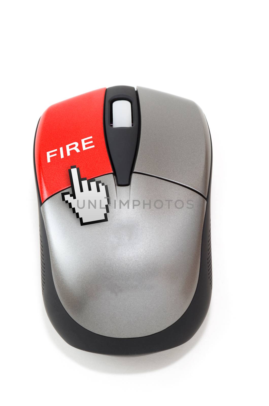 Hand cursor clicking on fire button by daoleduc