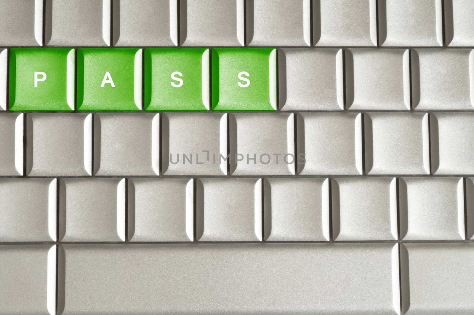 Conceptual word pass isolated  on a keyboard