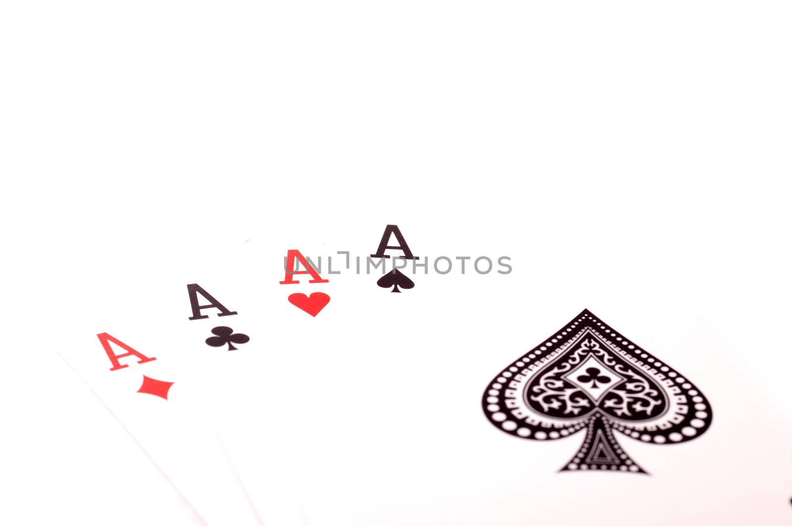 Four aces cards isolated on white background