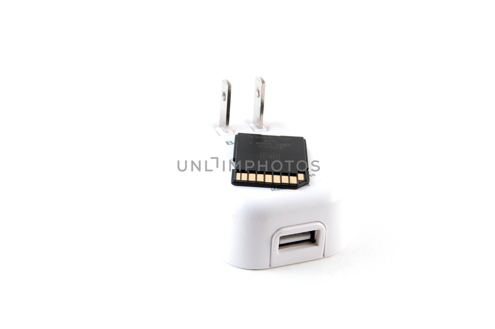 Wall plug USB and an SD memory card