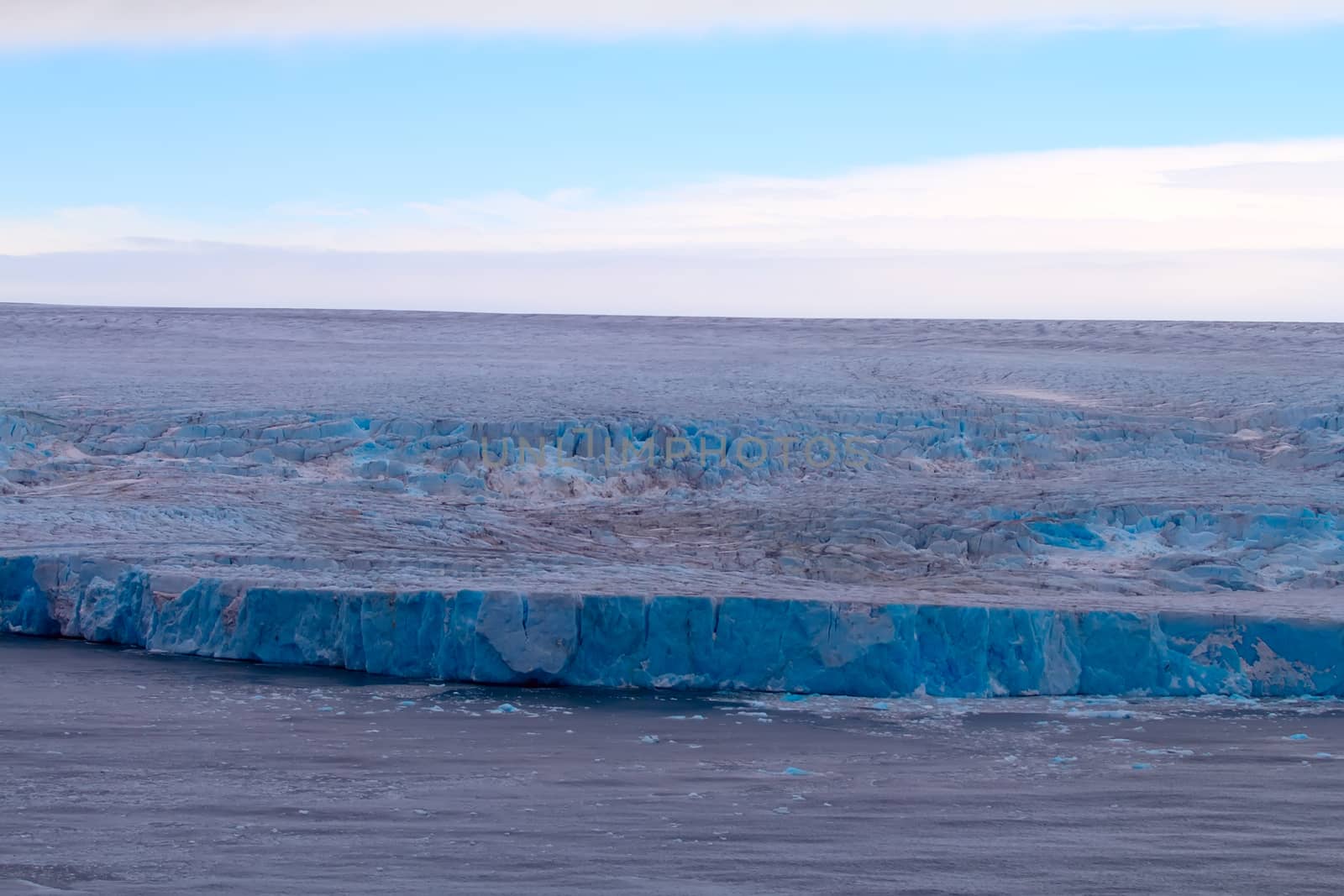 frontal wall of a glacier of Nansen. Northern island of Novaya Zemlya