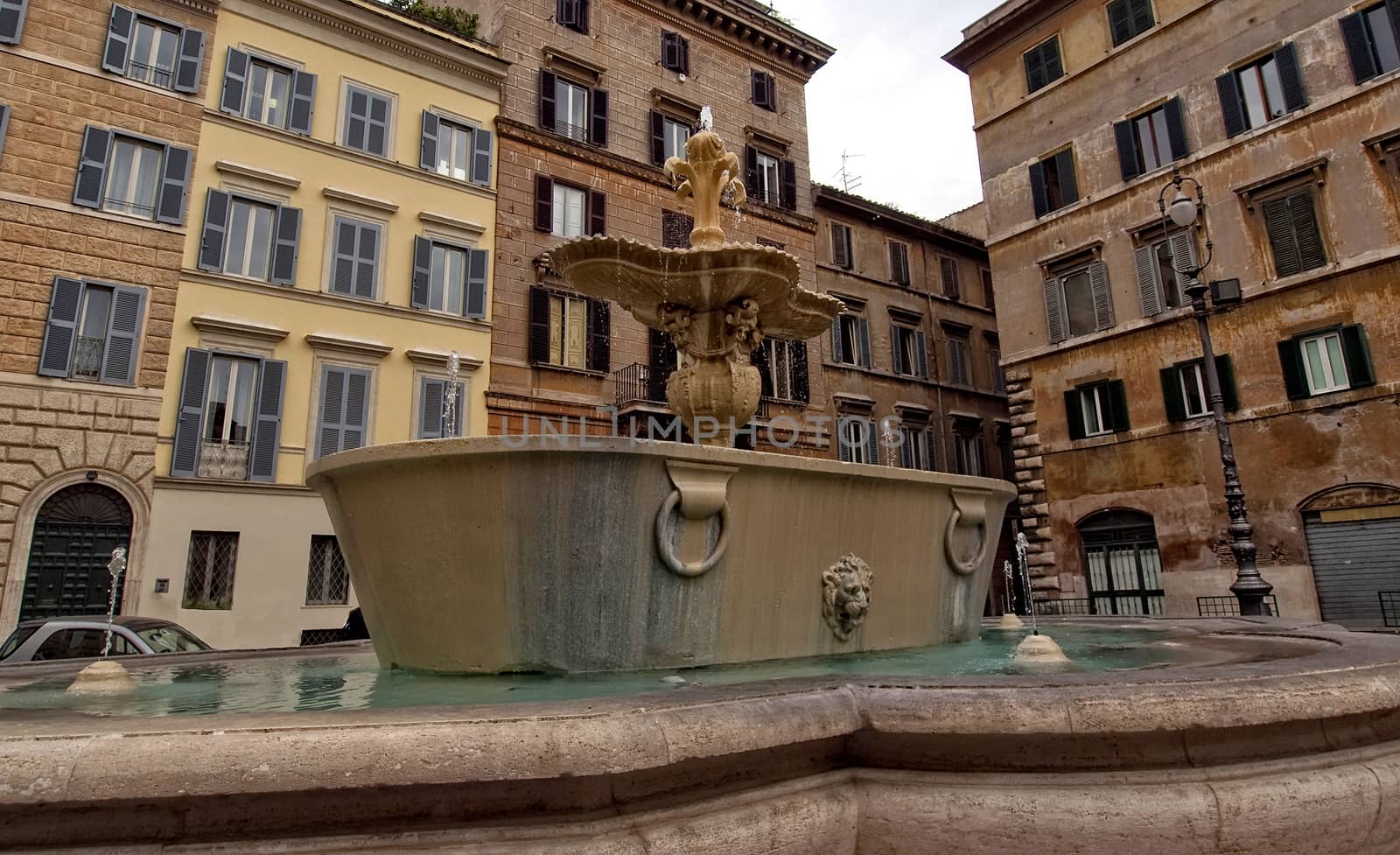 Fountain in the square of Rome, in Italy