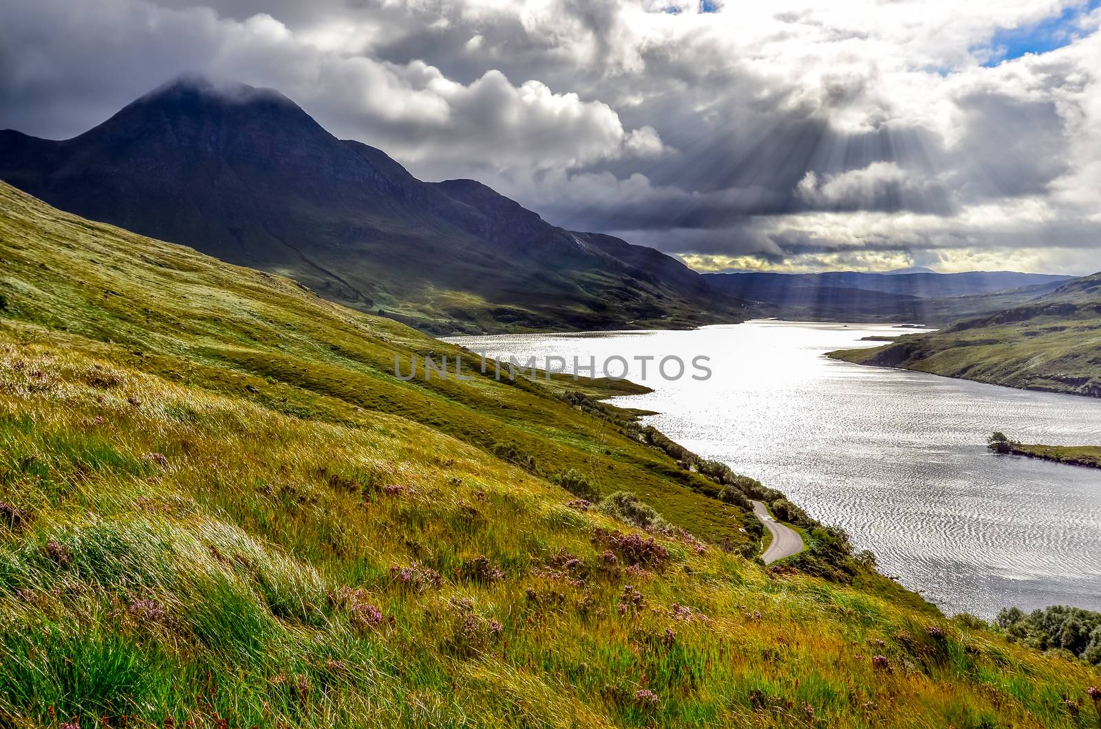 Scenic view of the lake and mountains, Inverpolly, Scotland by martinm303