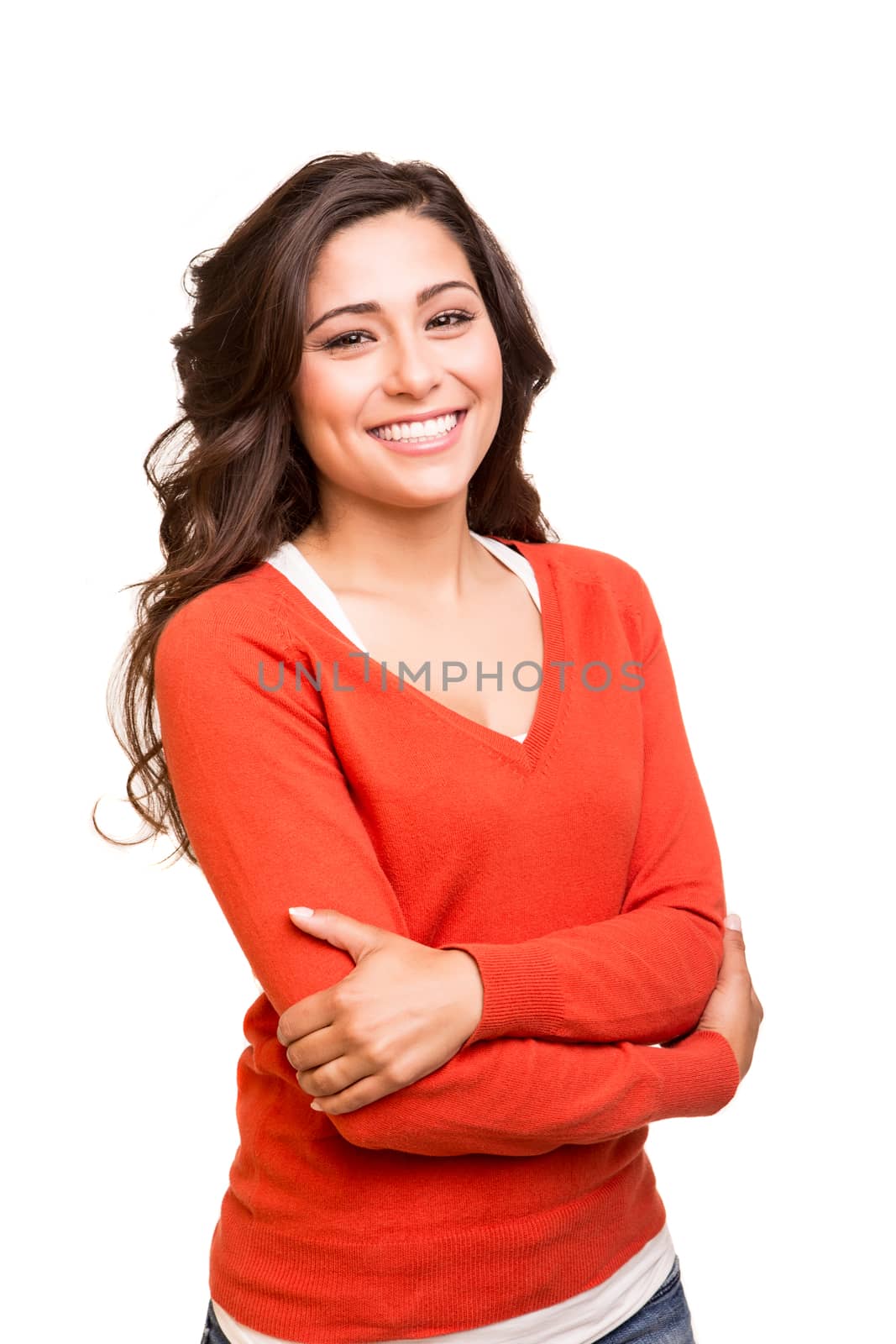 Beautiful young smiling woman posing