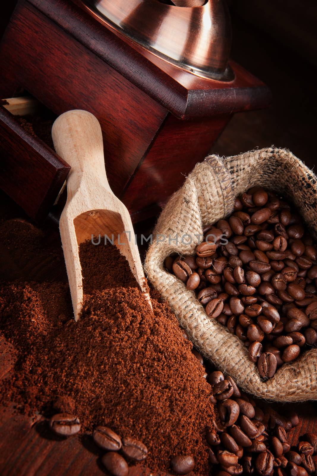 Dark brown coffee background. by eskymaks