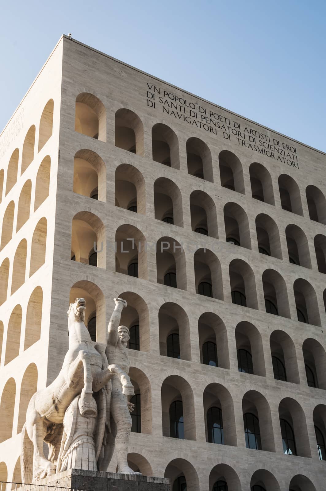 view fo the monumental design of Palazzo della civilt� Italiana in Rome