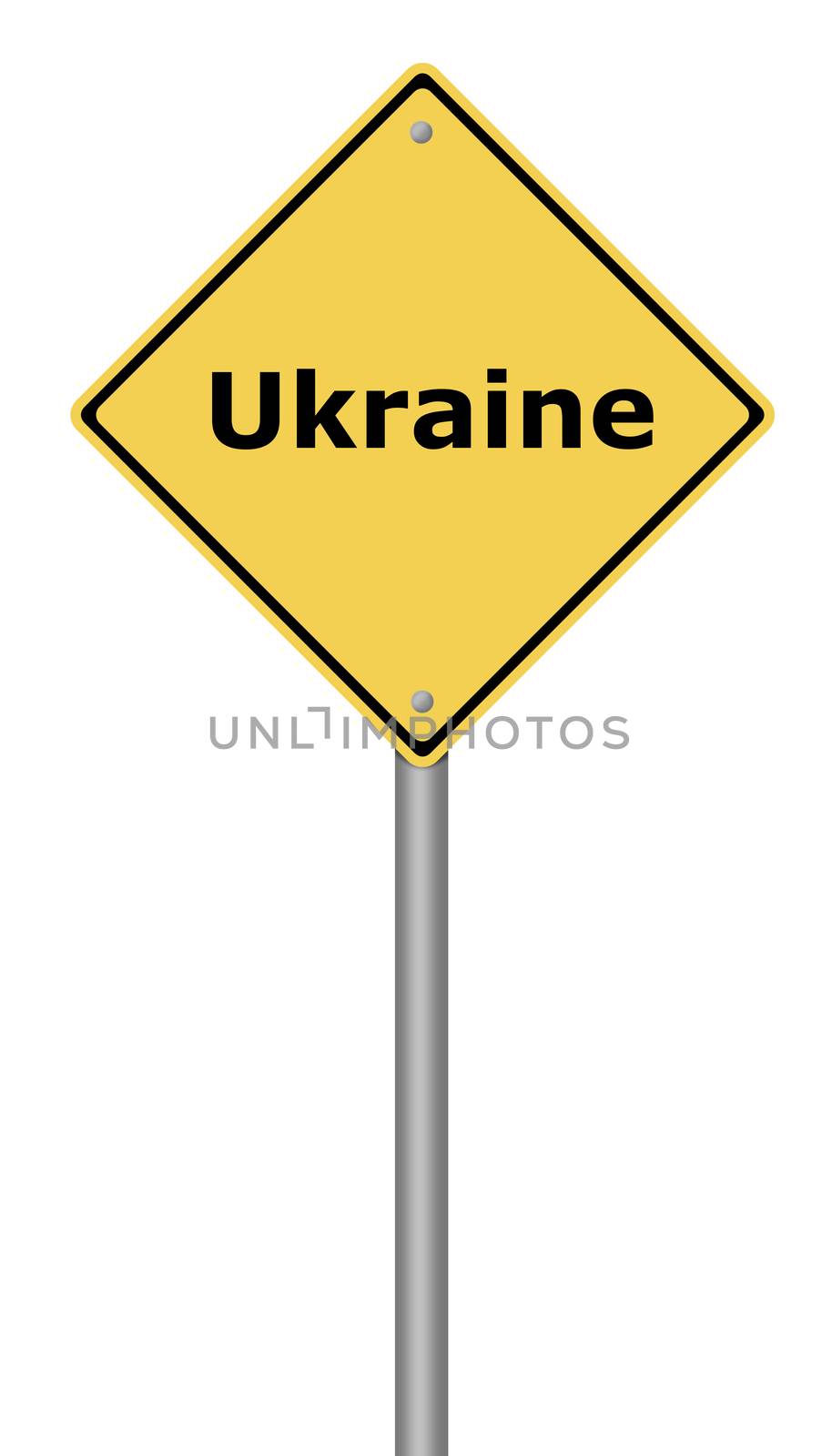 Yellow warning sign with the text Ukraine.