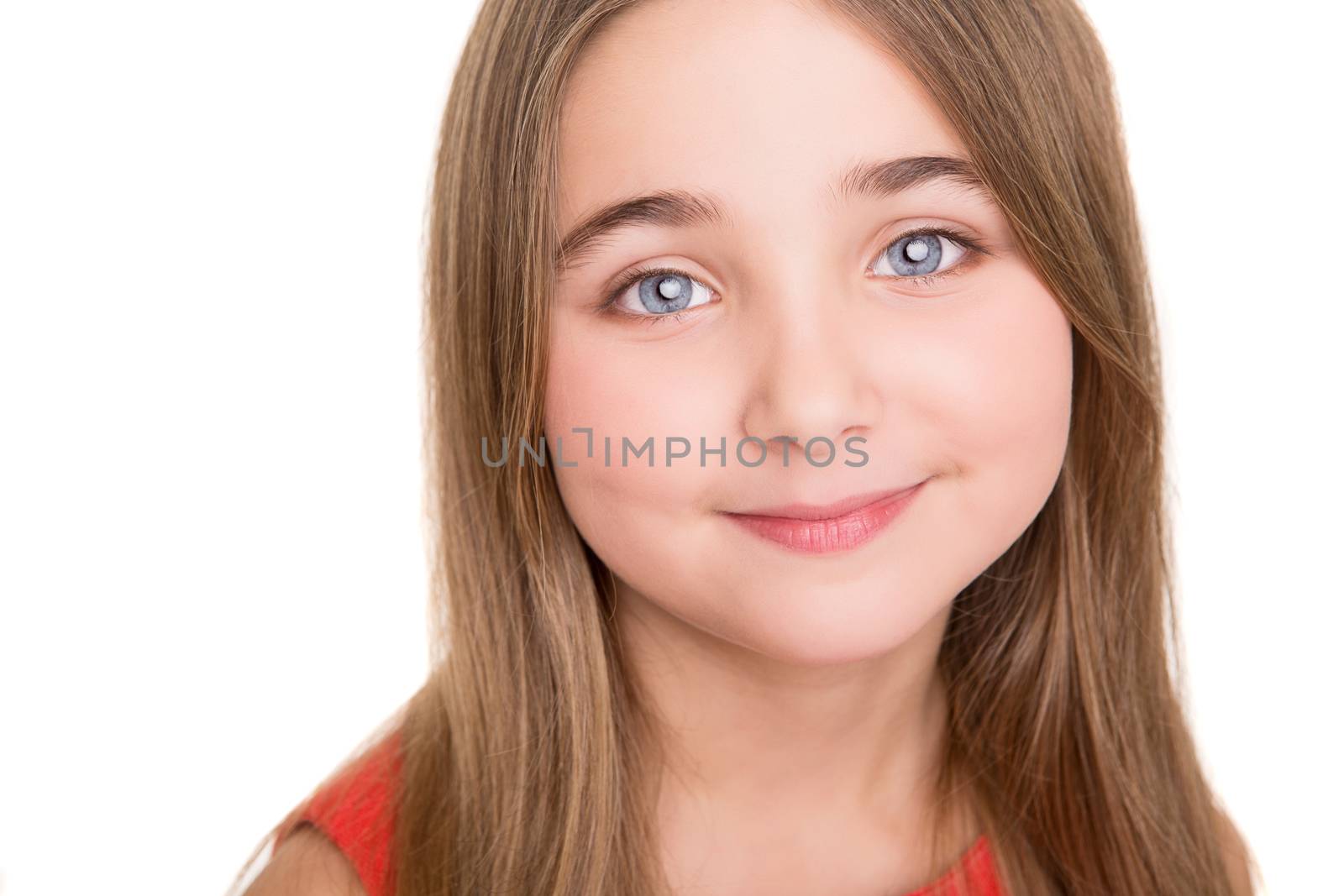 Portrait of funny lovely little girl in studio