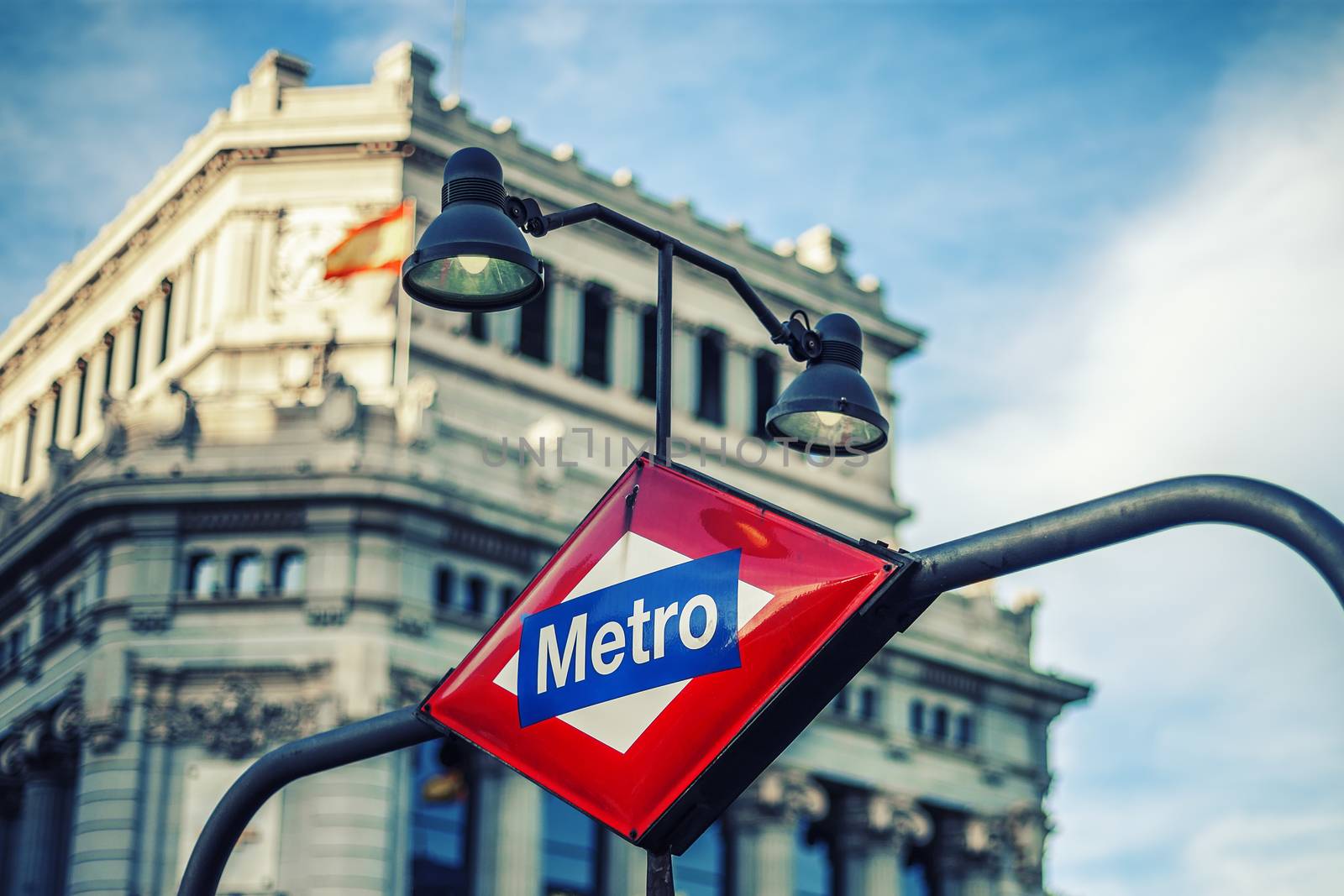 Metro Station Sign in Madrid Spain 