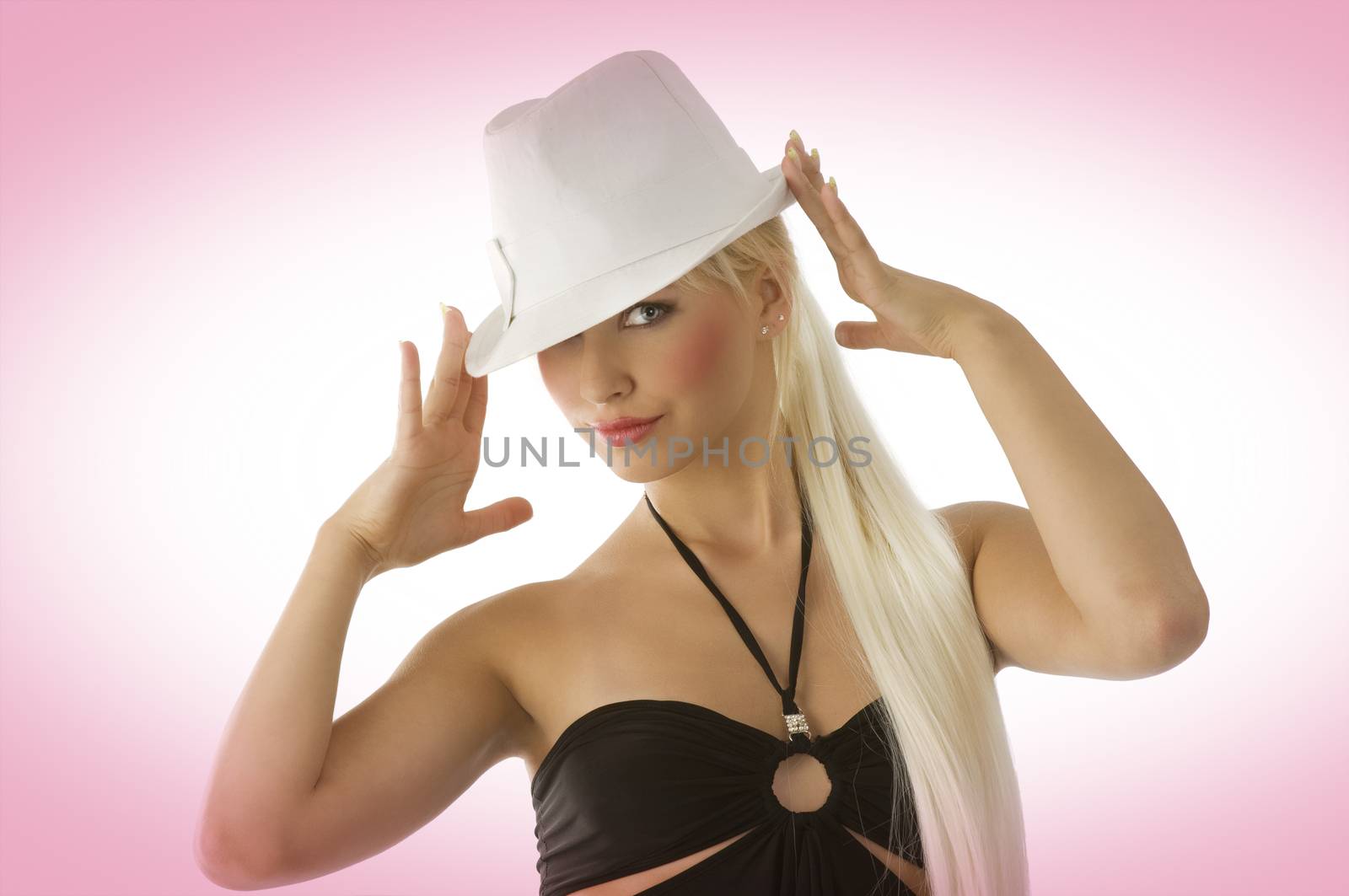 blond and white fedora by fotoCD