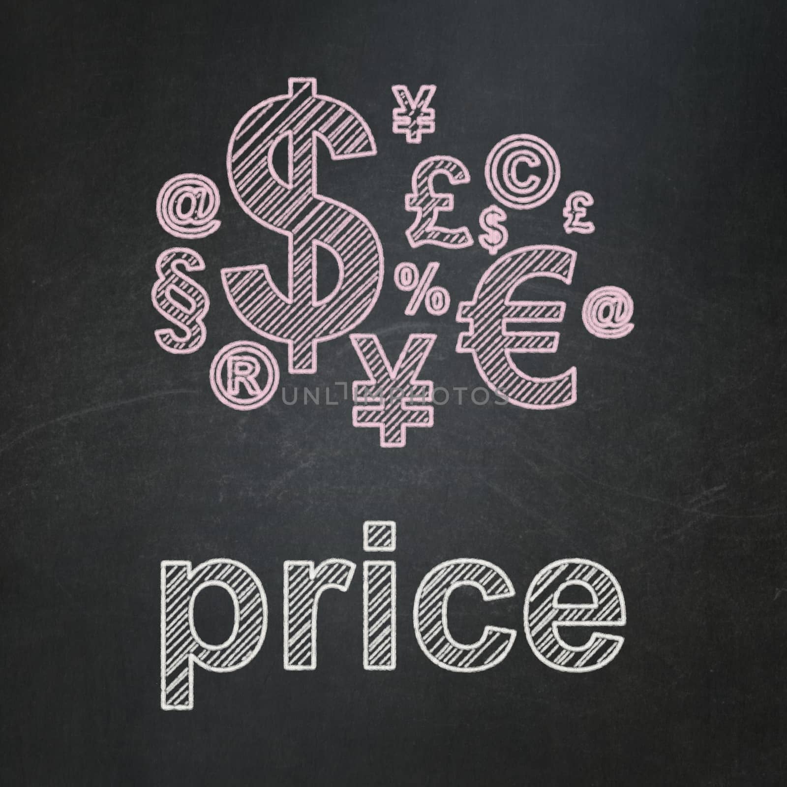 Advertising concept: Finance Symbol and Price on chalkboard background by maxkabakov