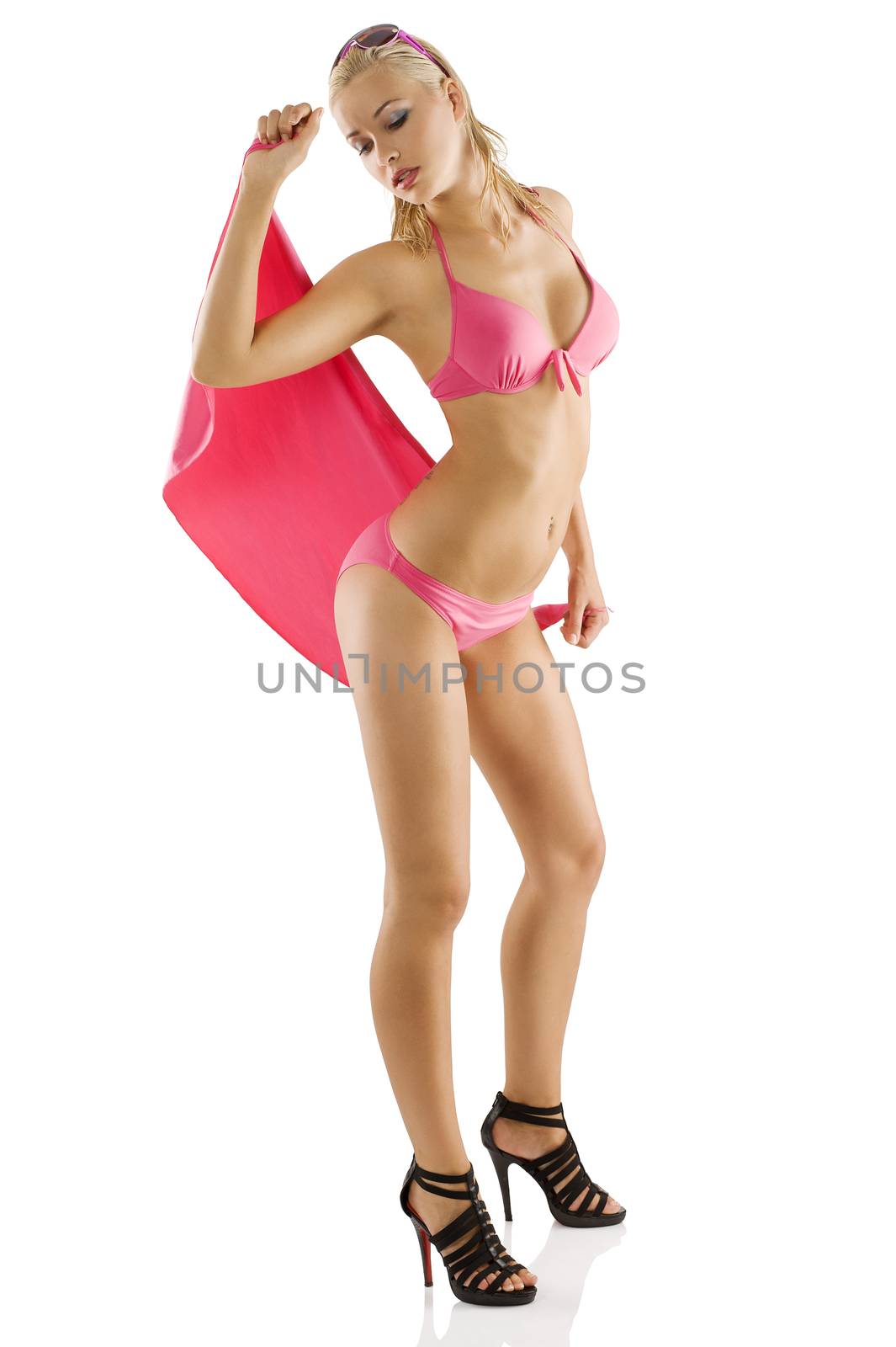 girl in pink bikini with wet hair by fotoCD