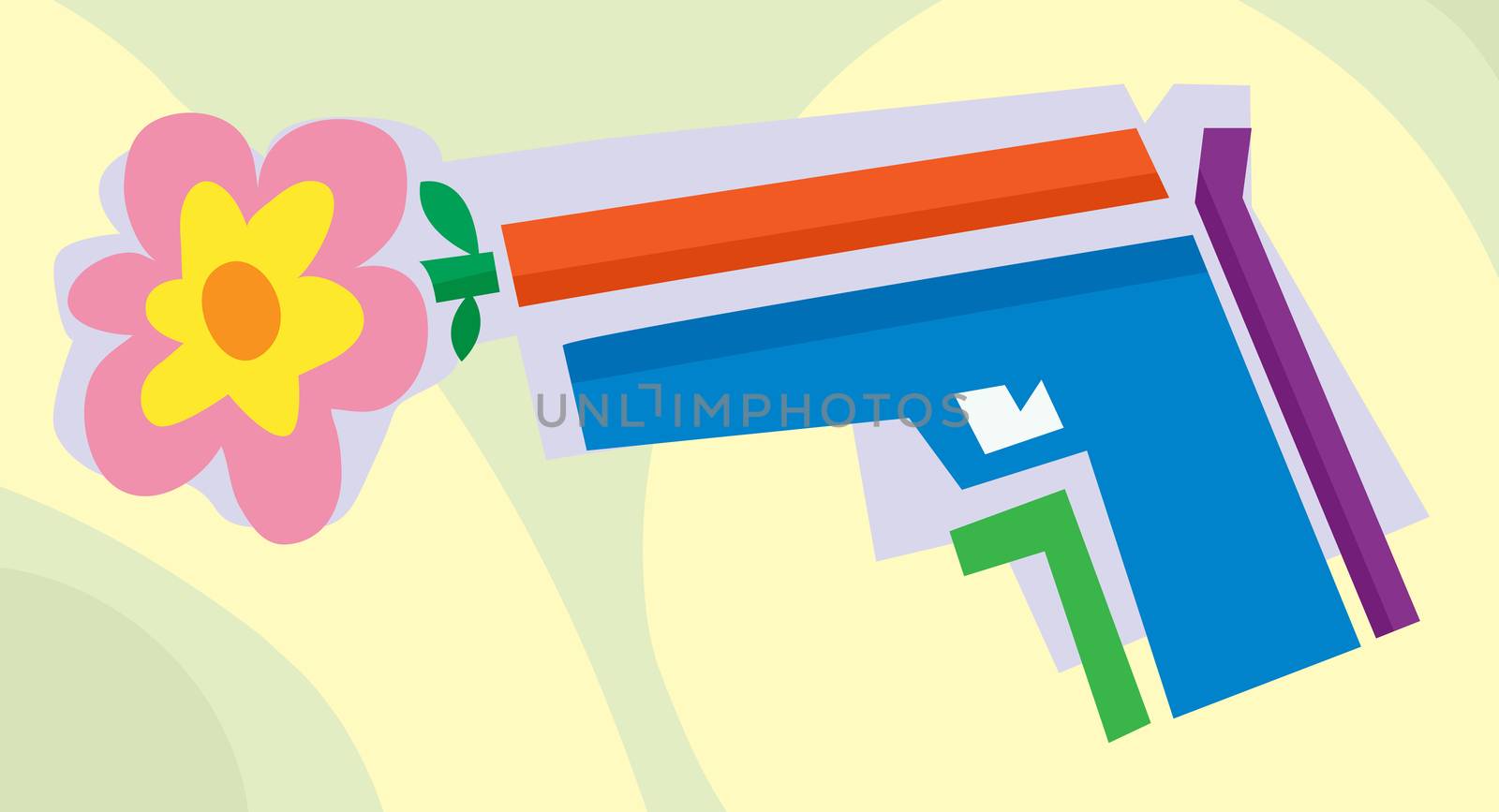 Abstract flower inside of a handgun illustration