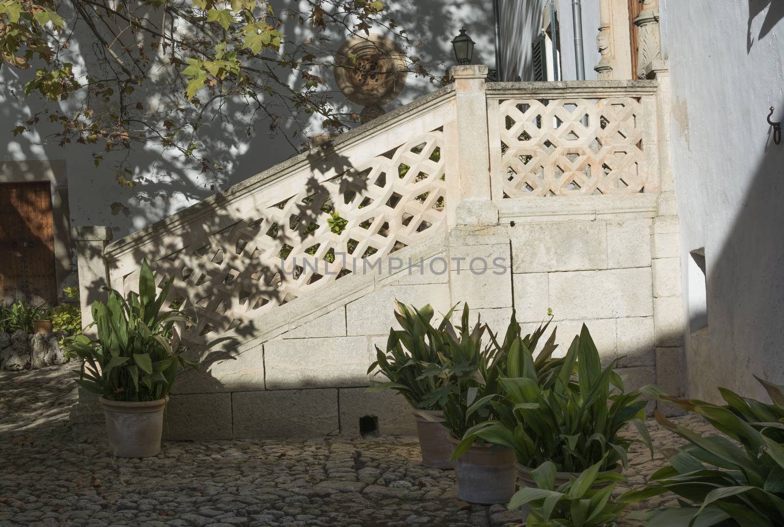 Entrance detail Alfabia. Beautiful and intricate pattern on an entrance in Jardins de Alfabia, Mallorca, Balearic islands, Spain.