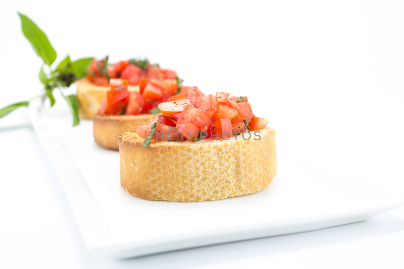 Bruschetta garlic and herbs with tomato