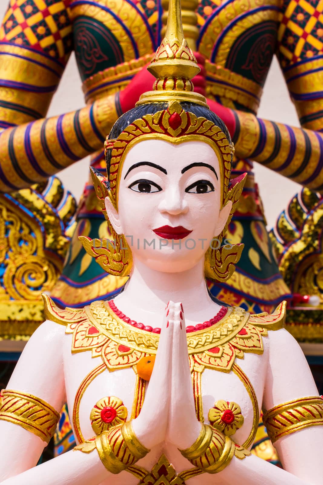 The figure of deva Statue is Wat Chaiyamangalaram (Thai’s Tample) in Penang, Malaysia.