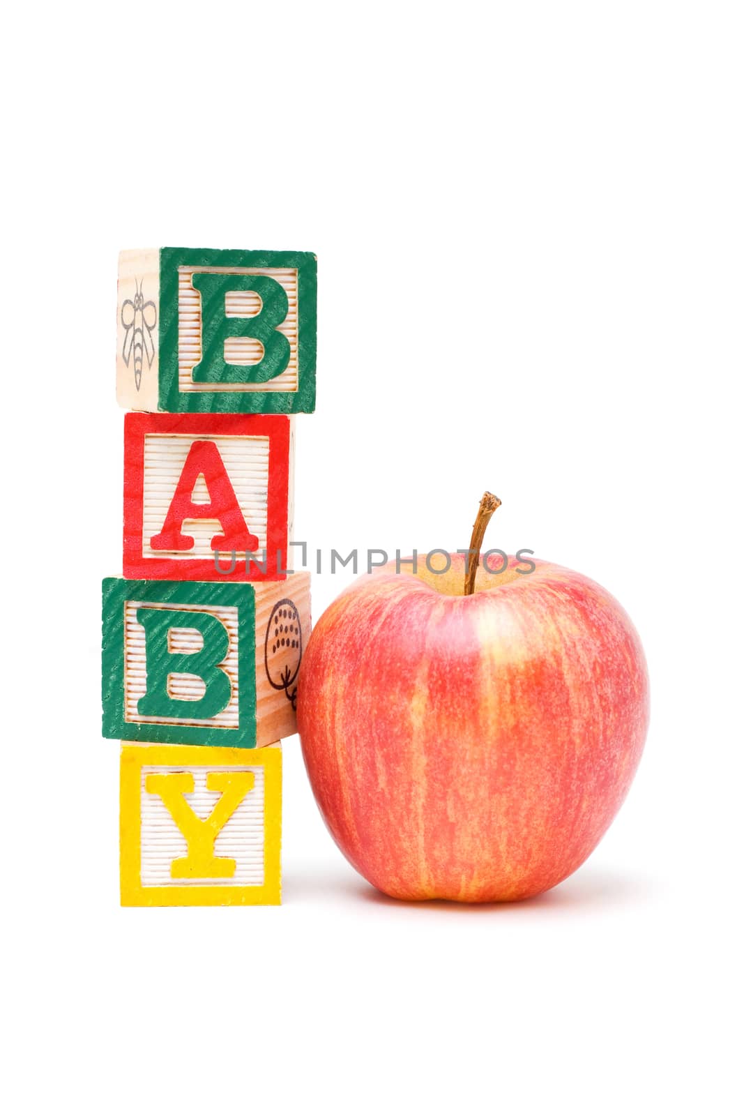 Wooden blocks and apple with baby by myyaym