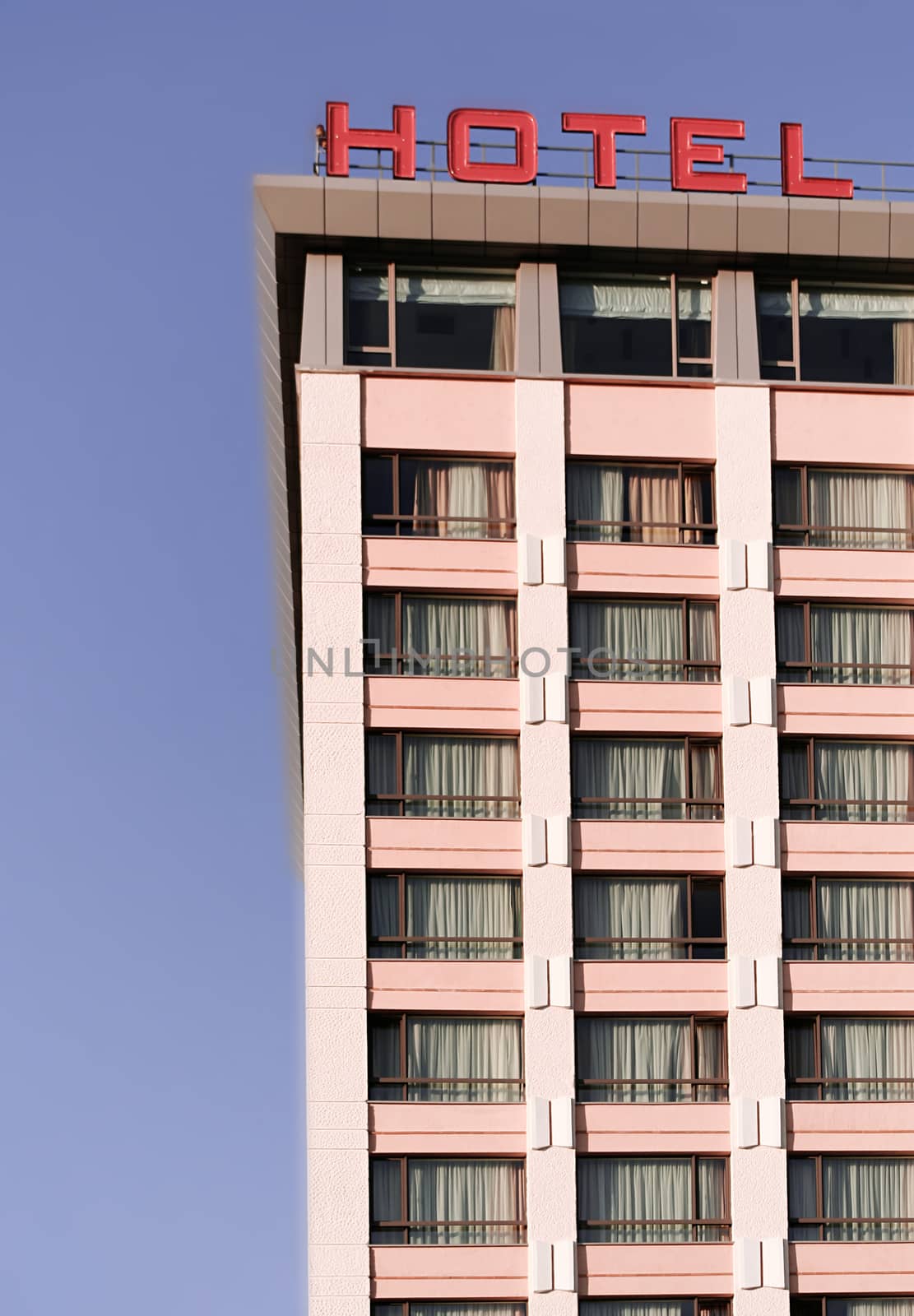 Picture of a hotel isolated on blue