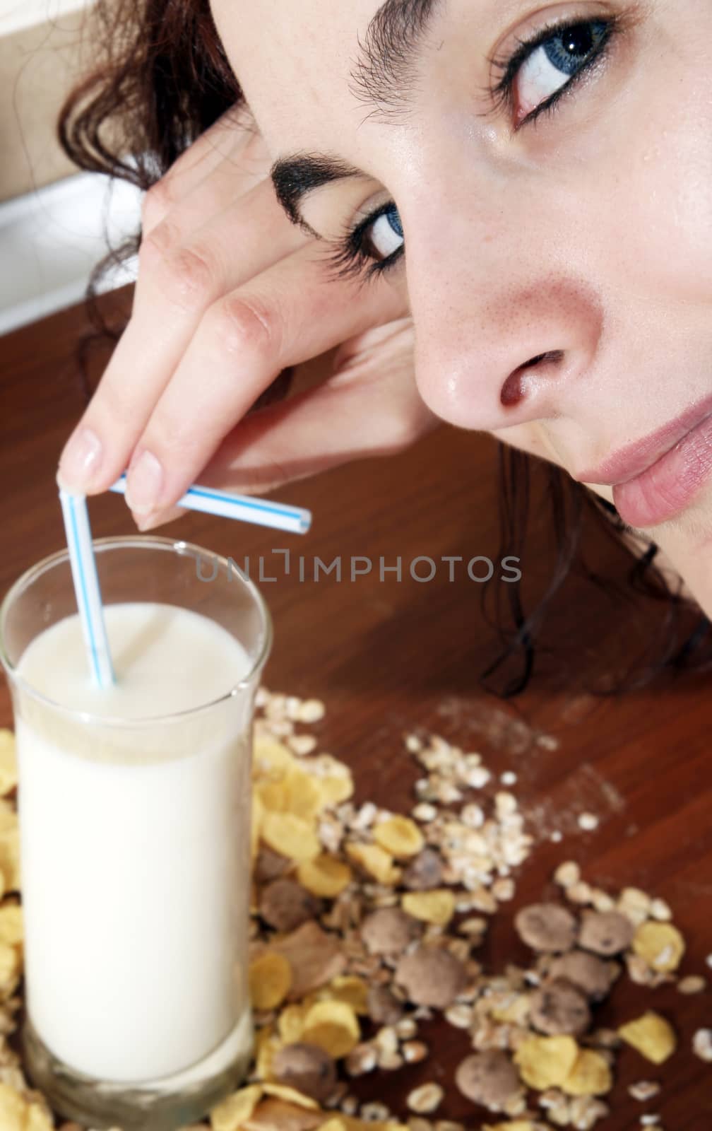 Teenage drinks milk