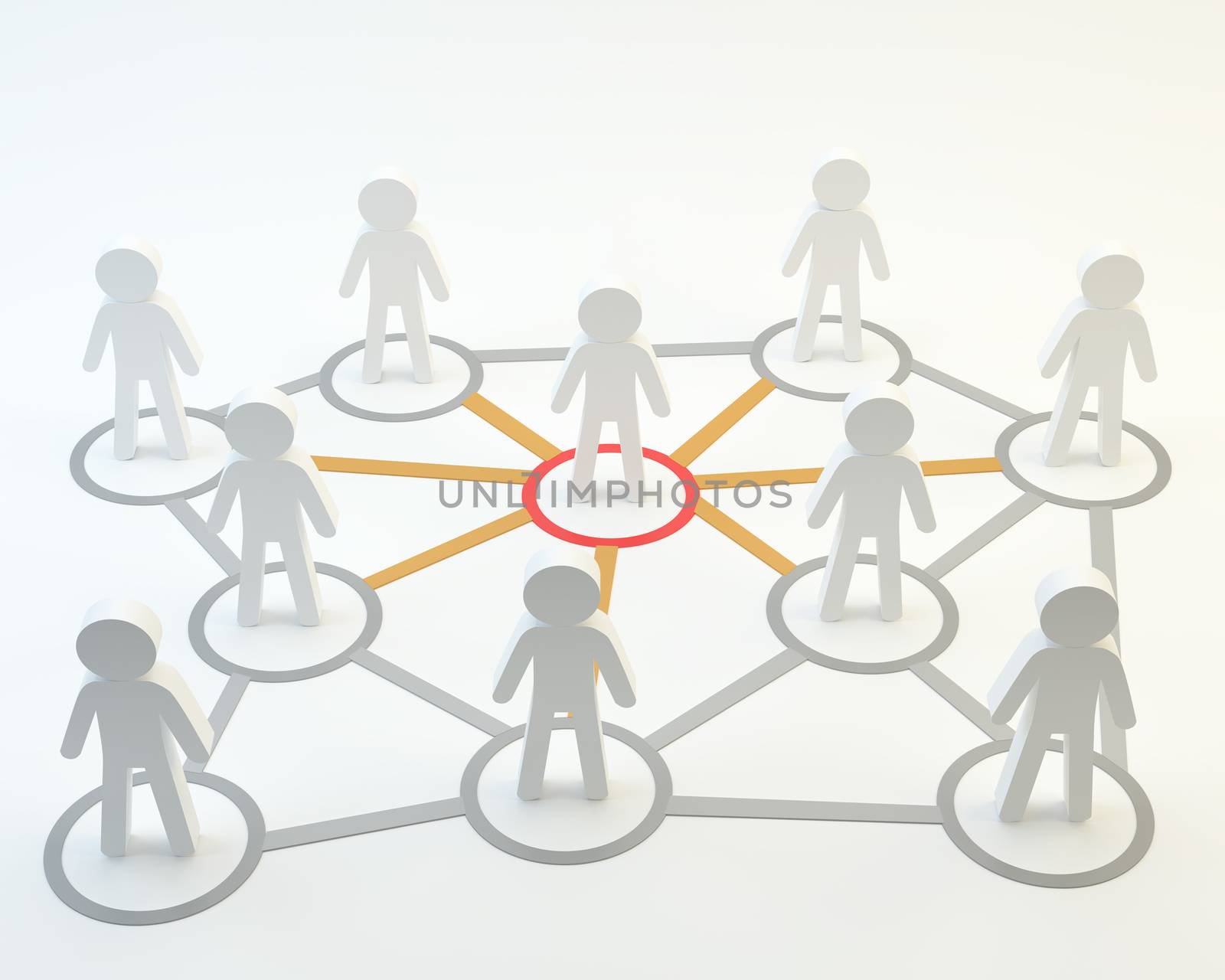 Social network community head men on white background, 3d people concept