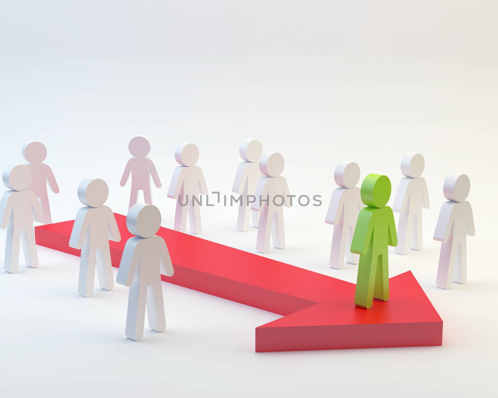 Leader on white background, 3d people concept
