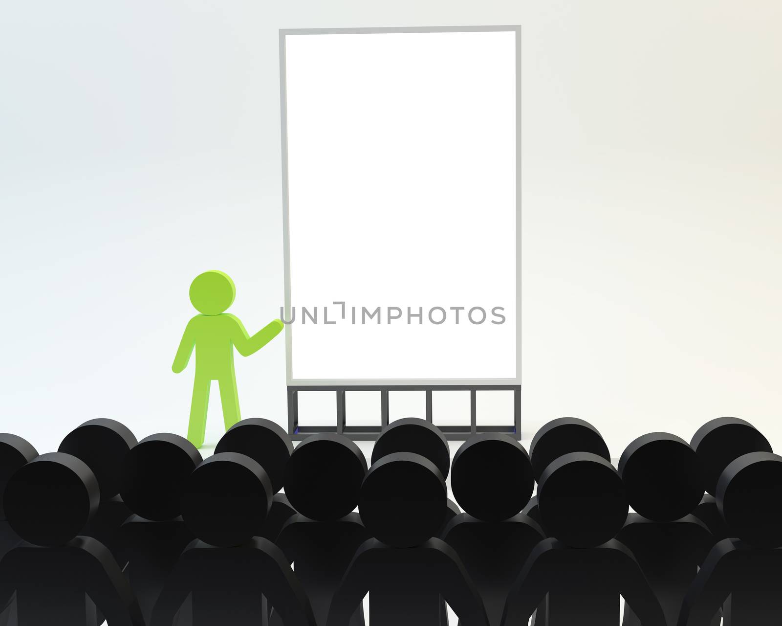 Person with seminar on white background, 3d people concept