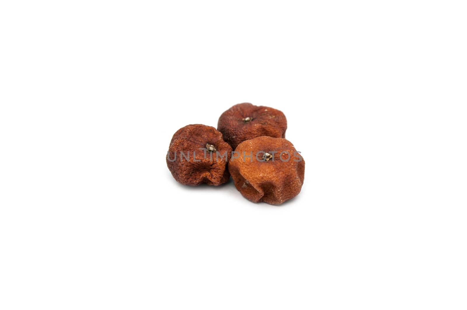 Orange dry and rotted on white background