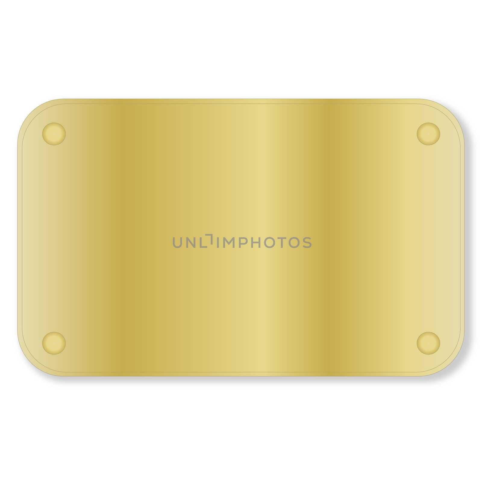 One golden plate isolated in white background