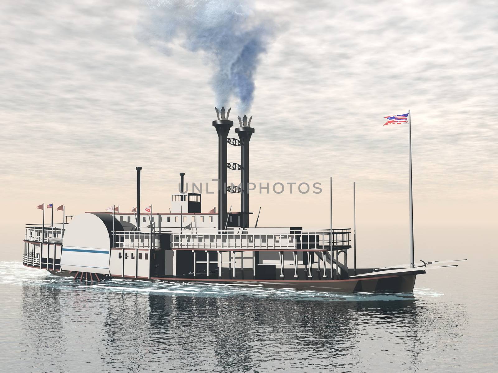 Old riverboat - 3D render by Elenaphotos21