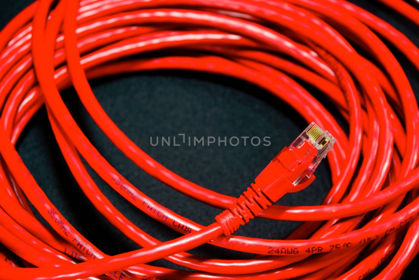 colourful cables on black scene,shallow focus