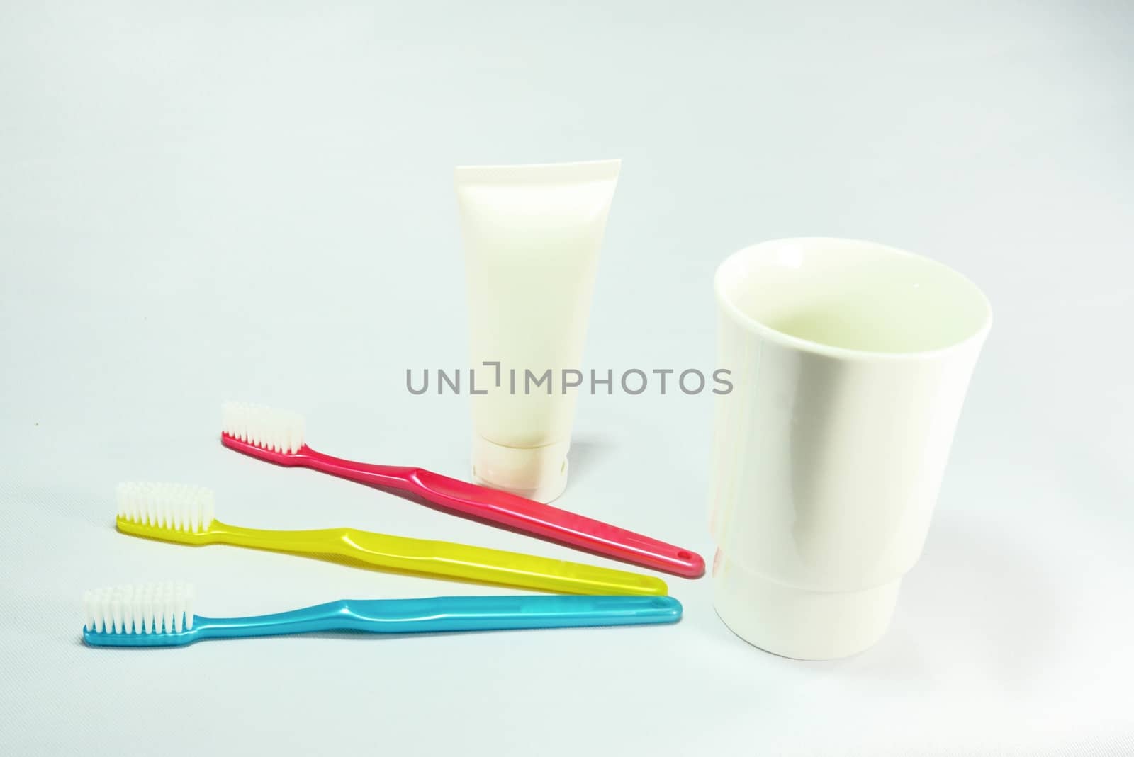 toothbrush set on whith scene,shallow focus