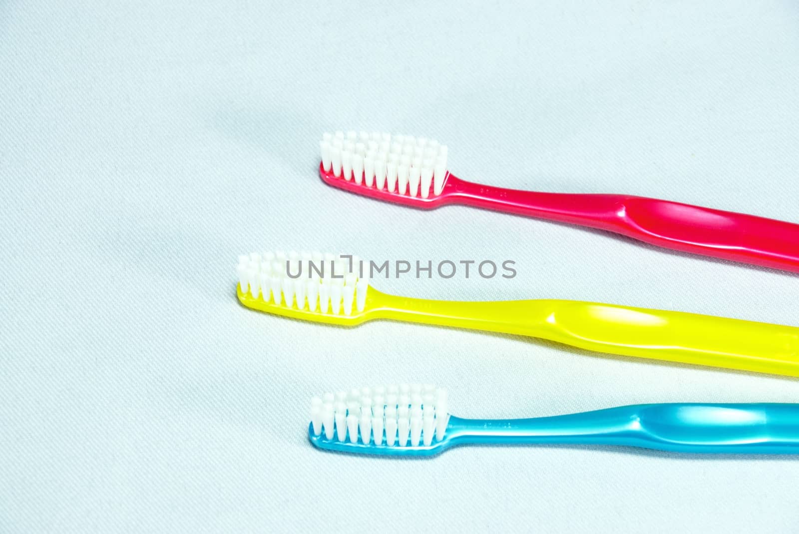 toothbrush set on whith scene,shallow focus