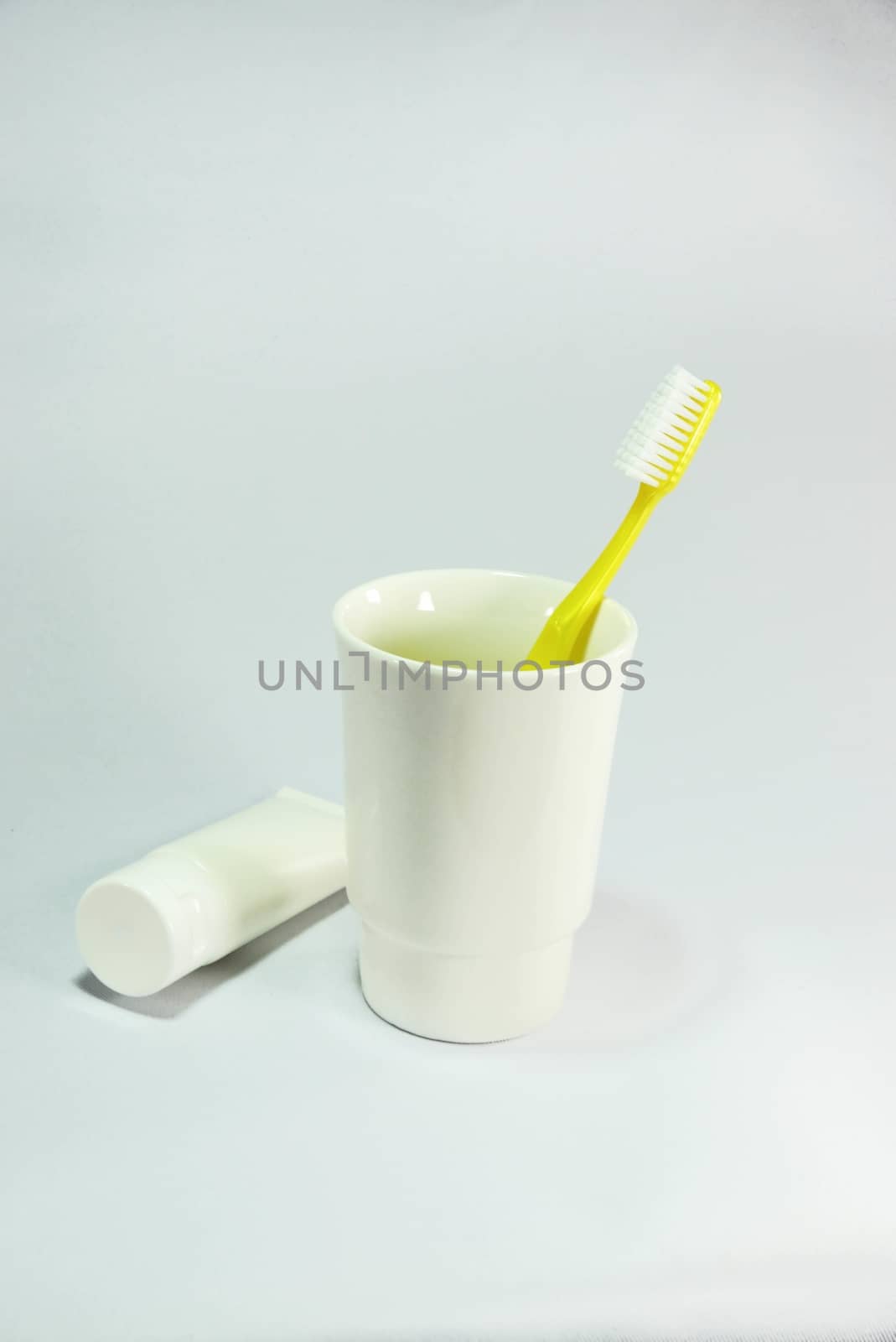 toothbrush set on whith scene,shallow focus