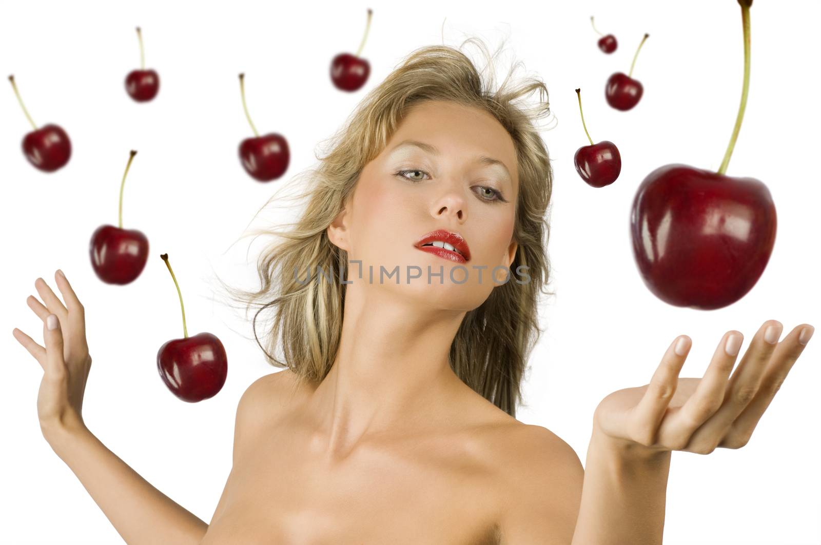 blond girl with cherry by fotoCD